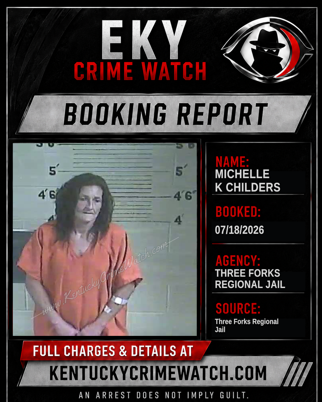 Michelle K Childers booking report card