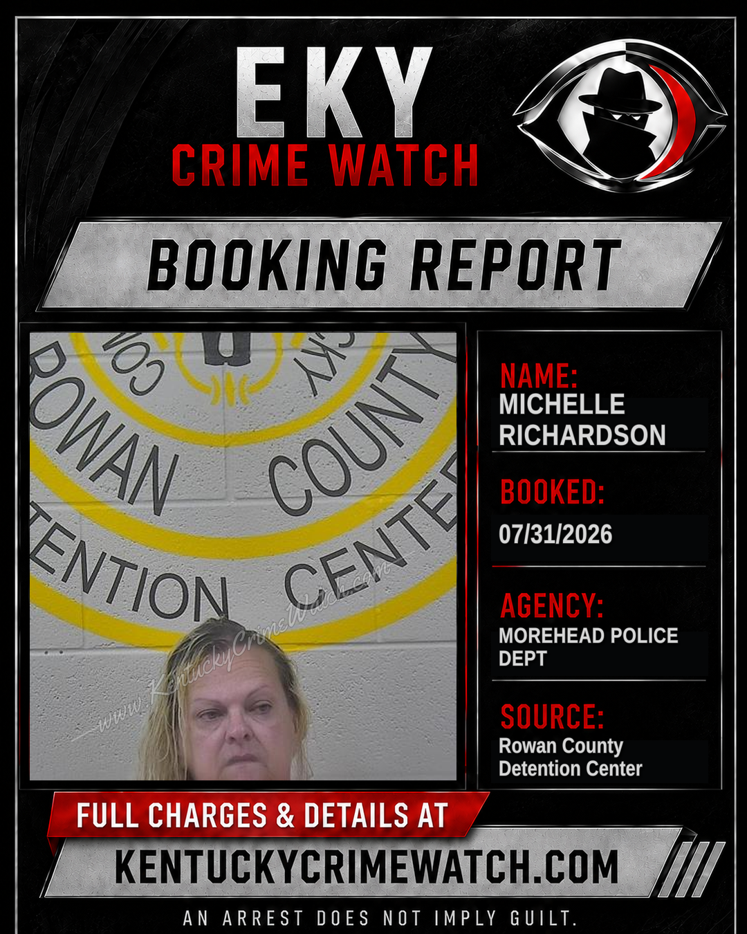 MICHELLE RICHARDSON booking report card