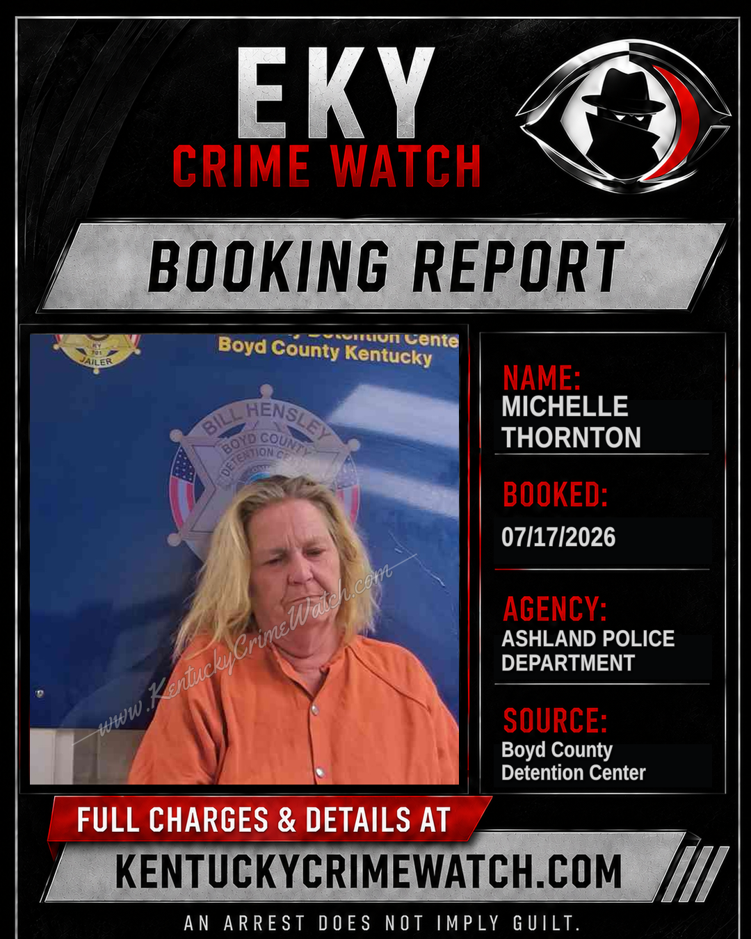 MICHELLE THORNTON booking report card