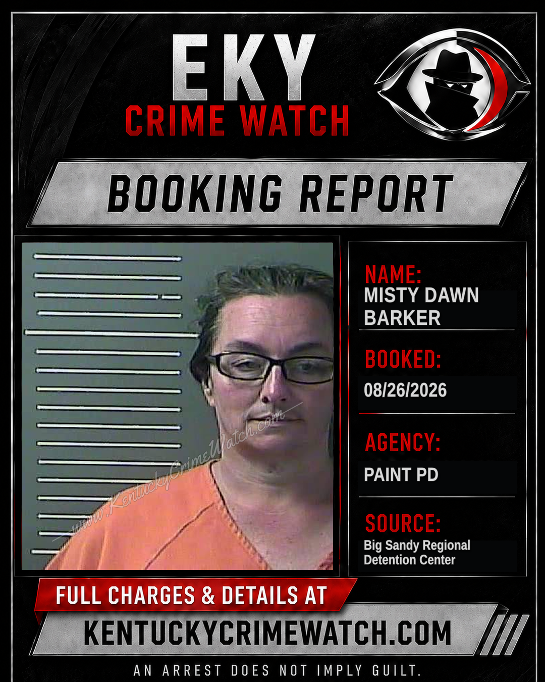 MISTY DAWN BARKER booking report card