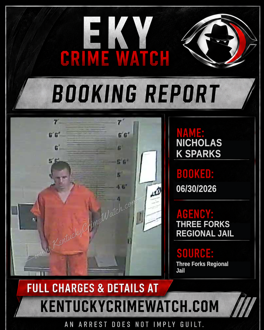Nicholas K Sparks booking report card