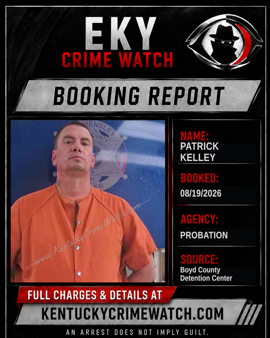 PATRICK KELLEY booking report card