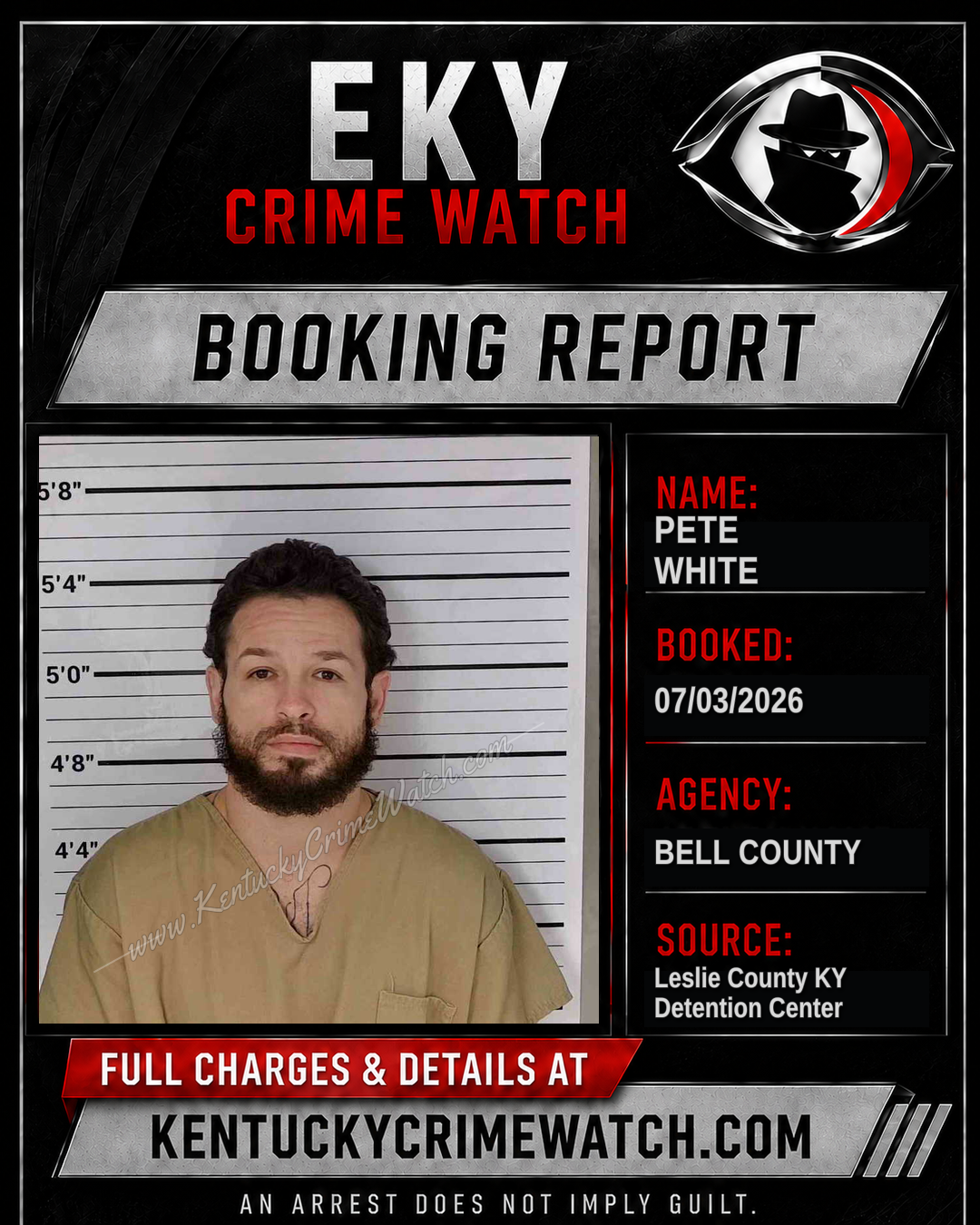 PETE WHITE booking image