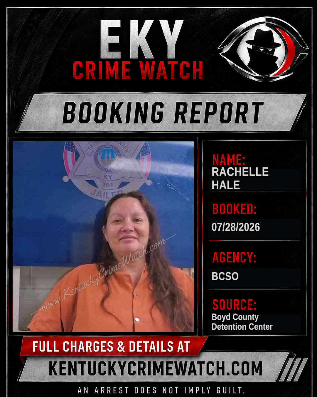 RACHELLE HALE booking report card