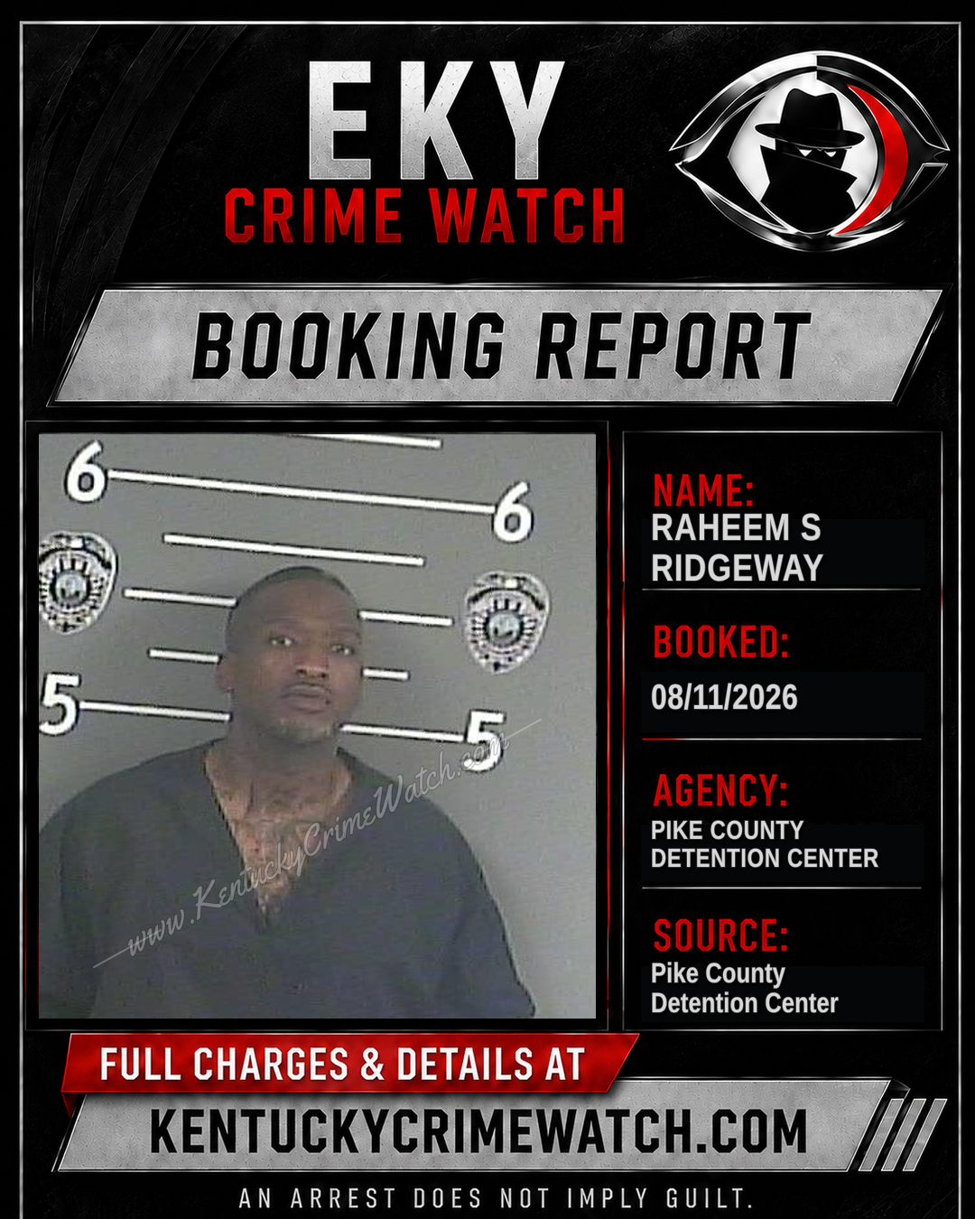 RAHEEM S RIDGEWAY booking report card
