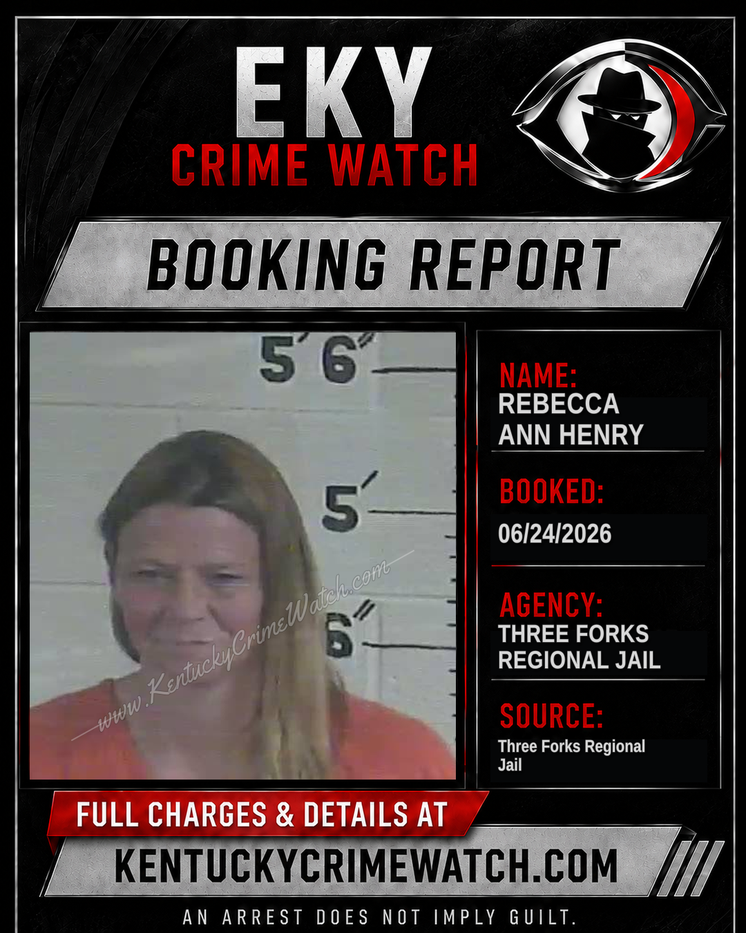 Rebecca Ann Henry booking report card