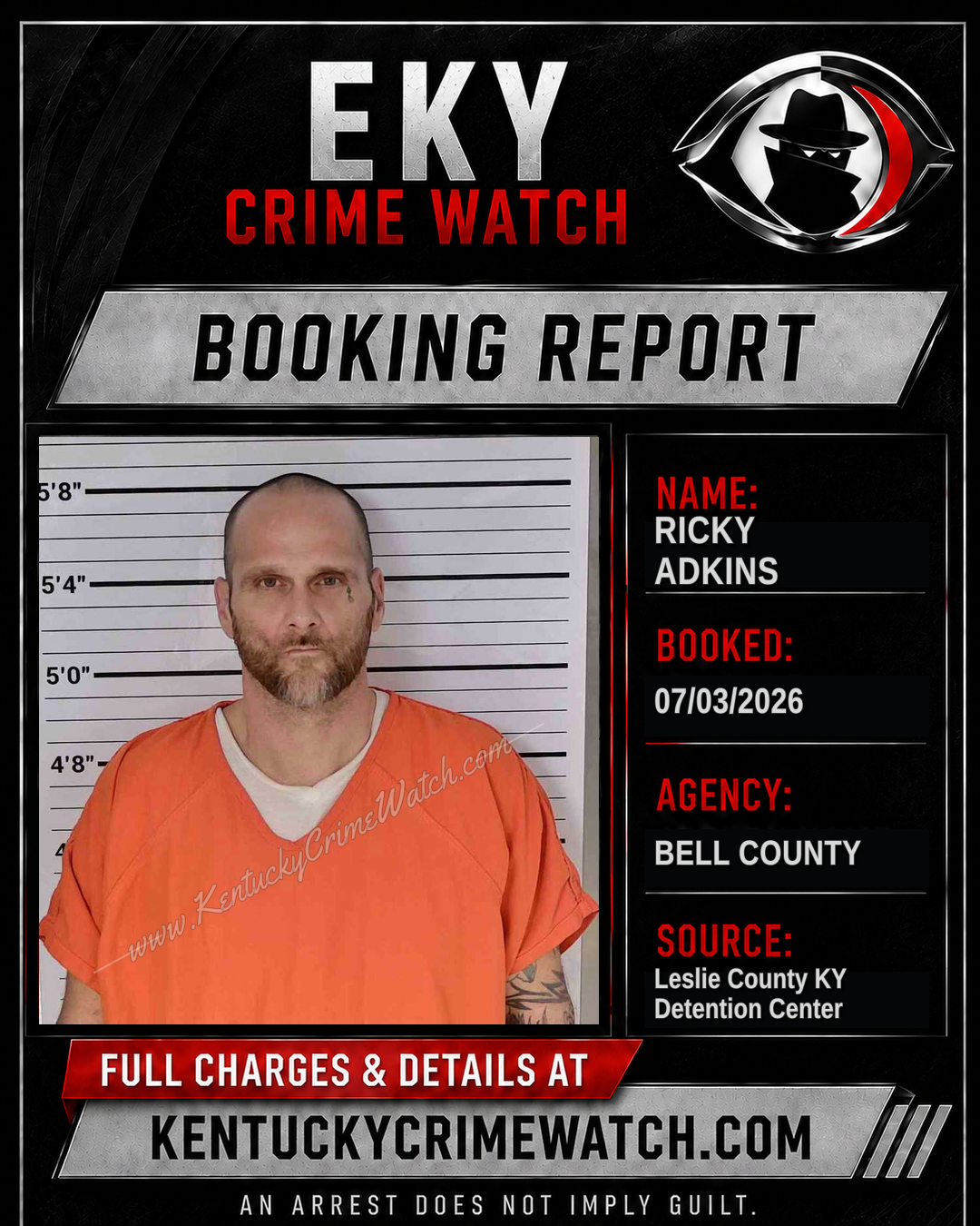 RICKY ADKINS booking report card