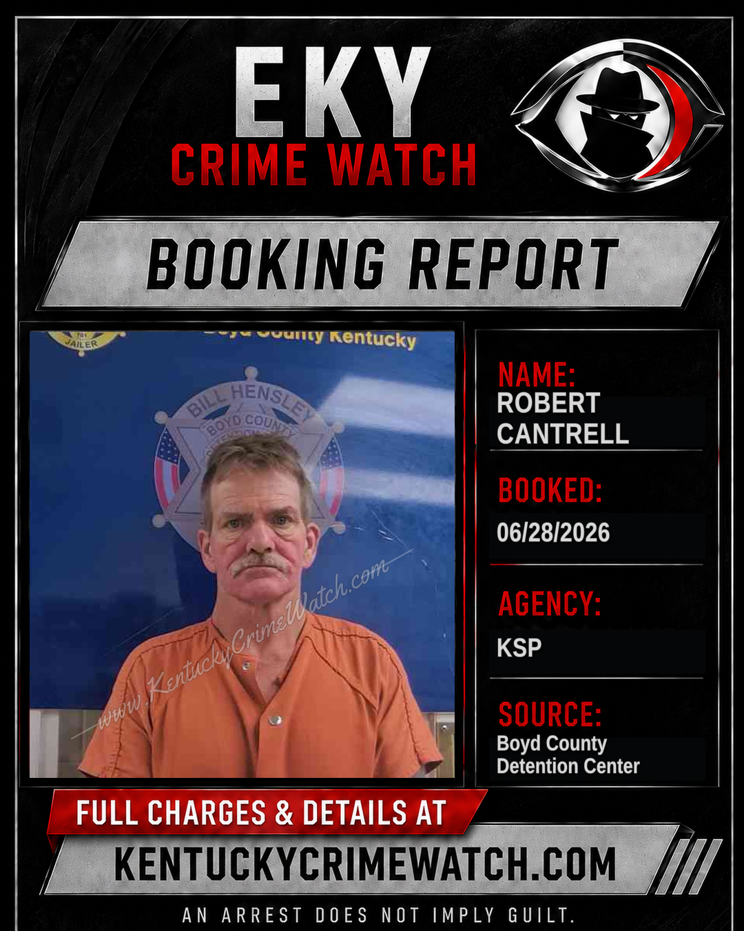 ROBERT CANTRELL booking report card