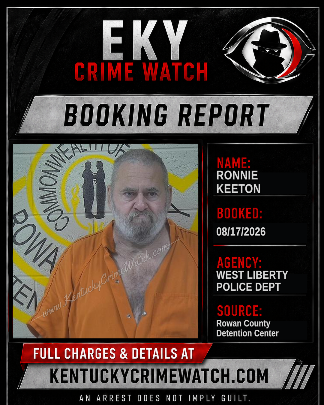 RONNIE KEETON booking report card