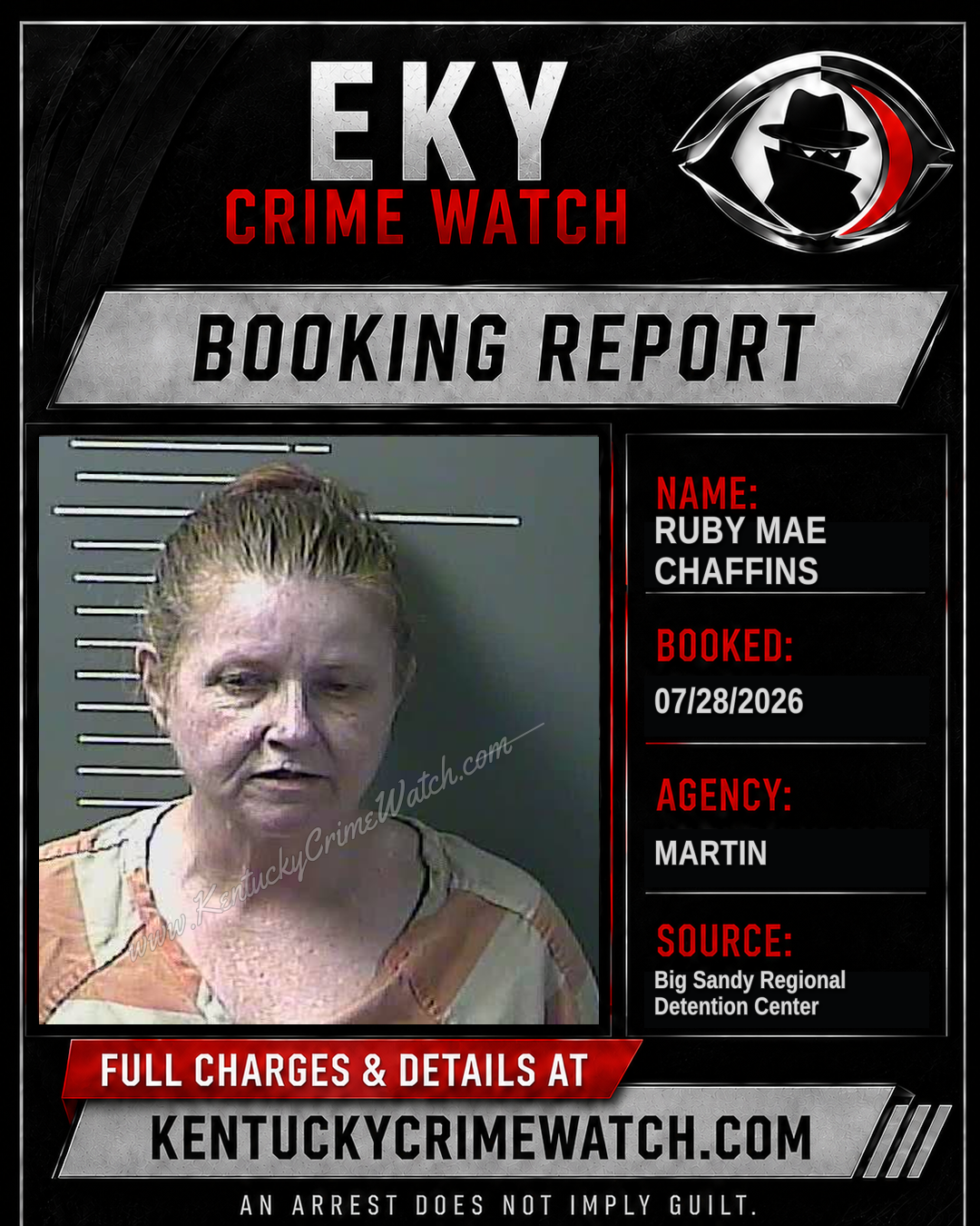 RUBY MAE CHAFFINS booking report card