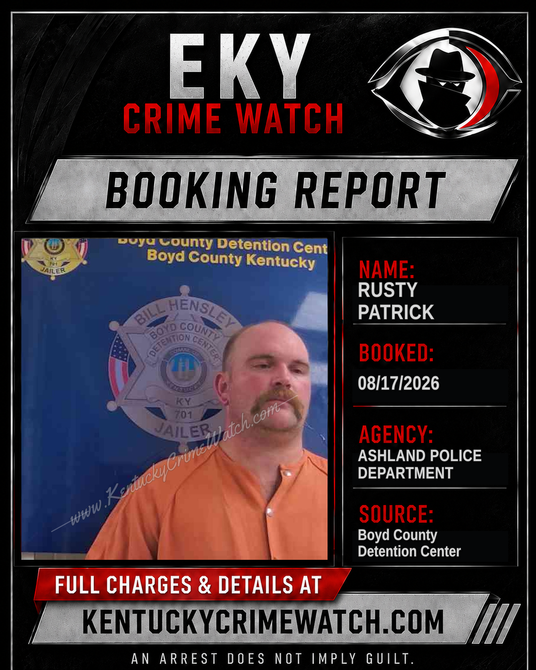 RUSTY PATRICK booking report card