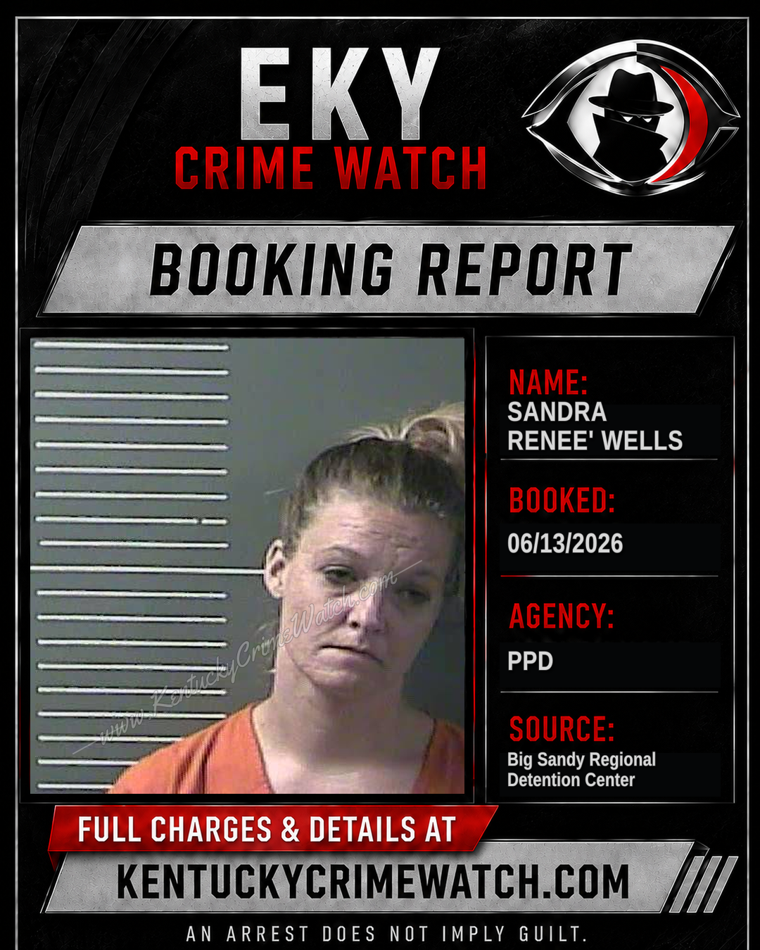 SANDRA RENEE' WELLS booking report card