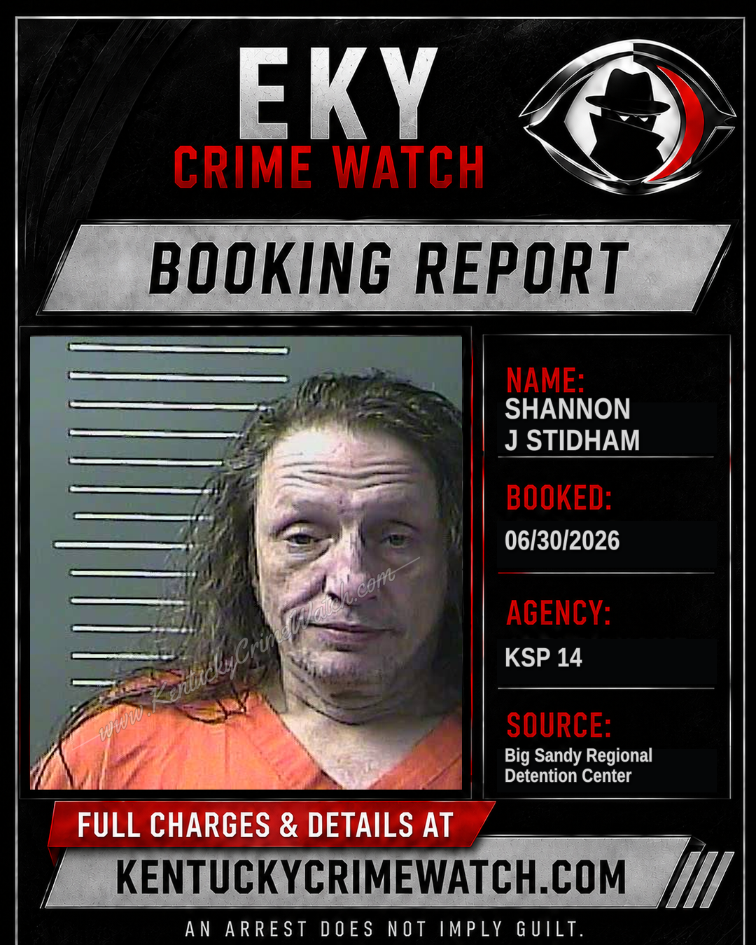 SHANNON J STIDHAM booking report card