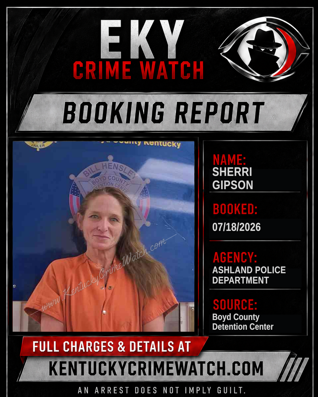 SHERRI GIPSON booking report card