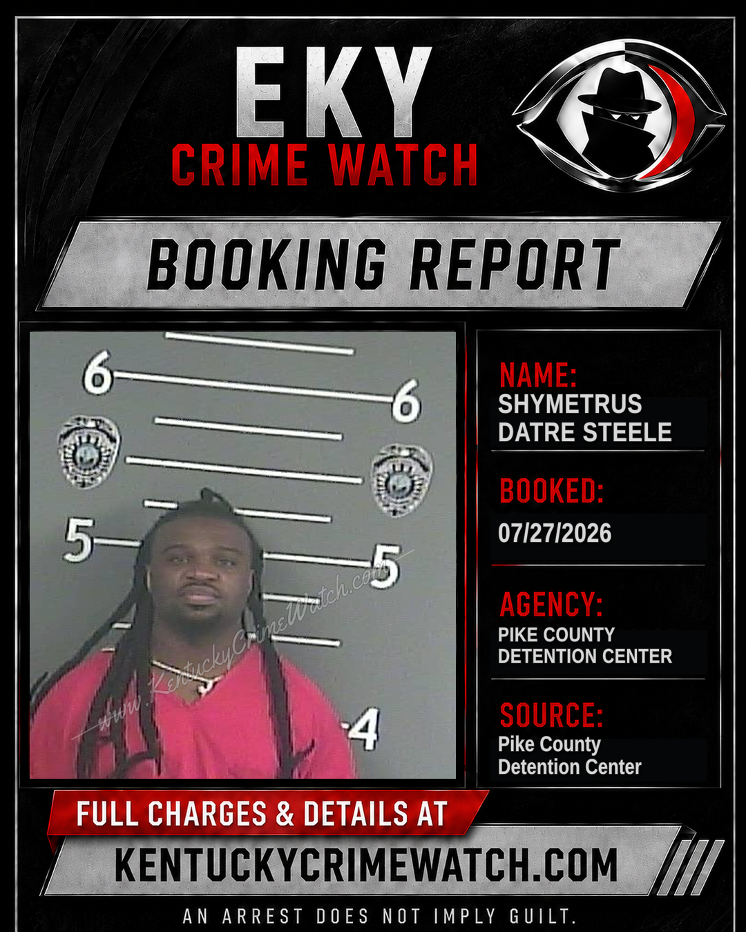 SHYMETRUS DATRE STEELE booking report card