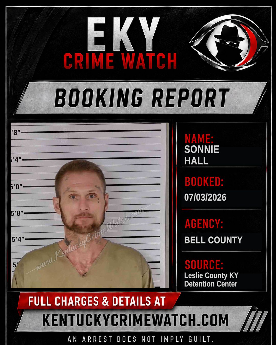 SONNIE HALL booking report card