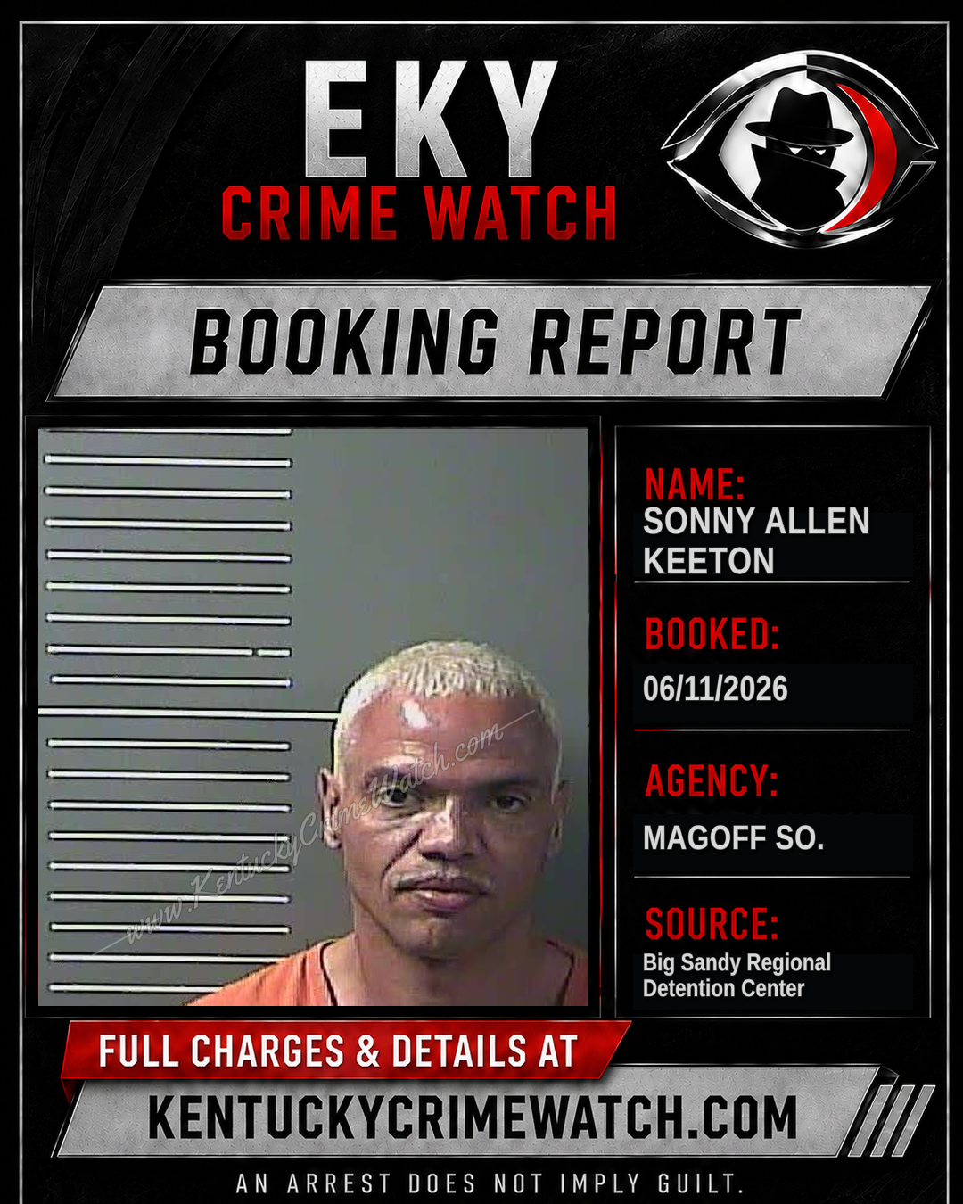 SONNY ALLEN KEETON booking report card
