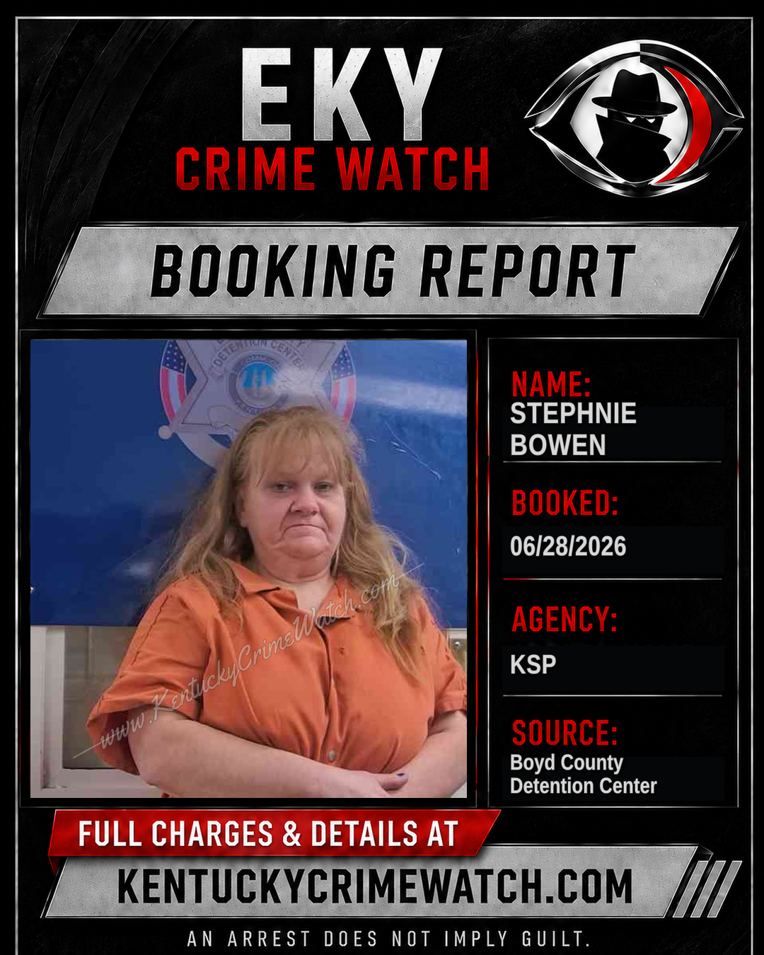 STEPHNIE BOWEN booking report card