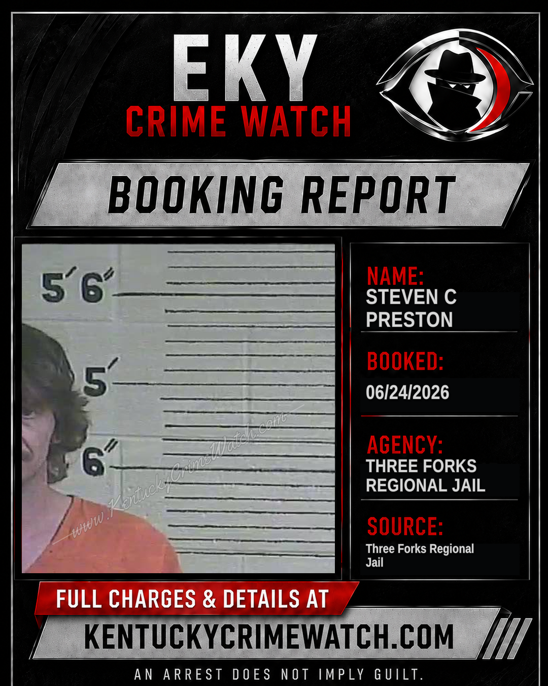 Steven C Preston booking report card