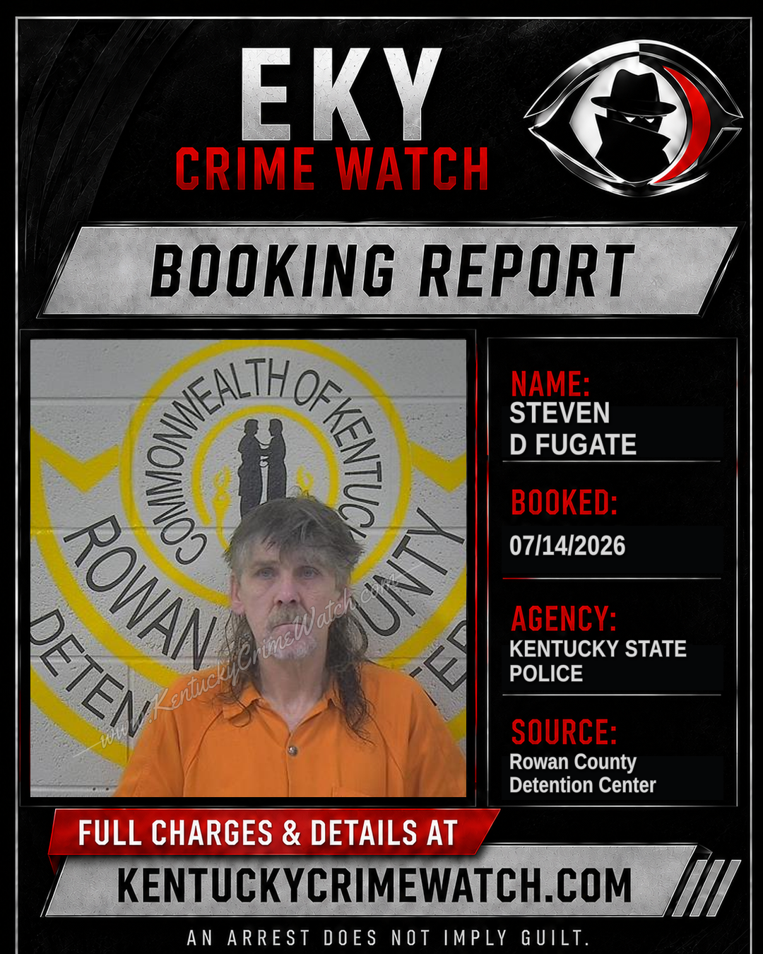 STEVEN D FUGATE booking report card
