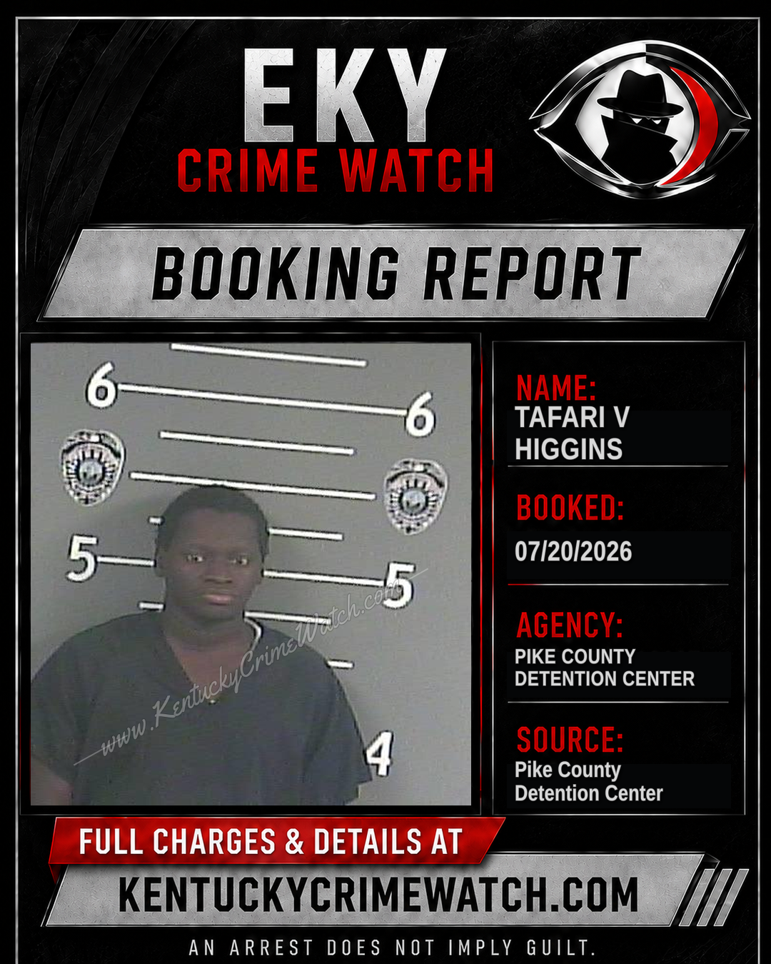 TAFARI V HIGGINS booking report card