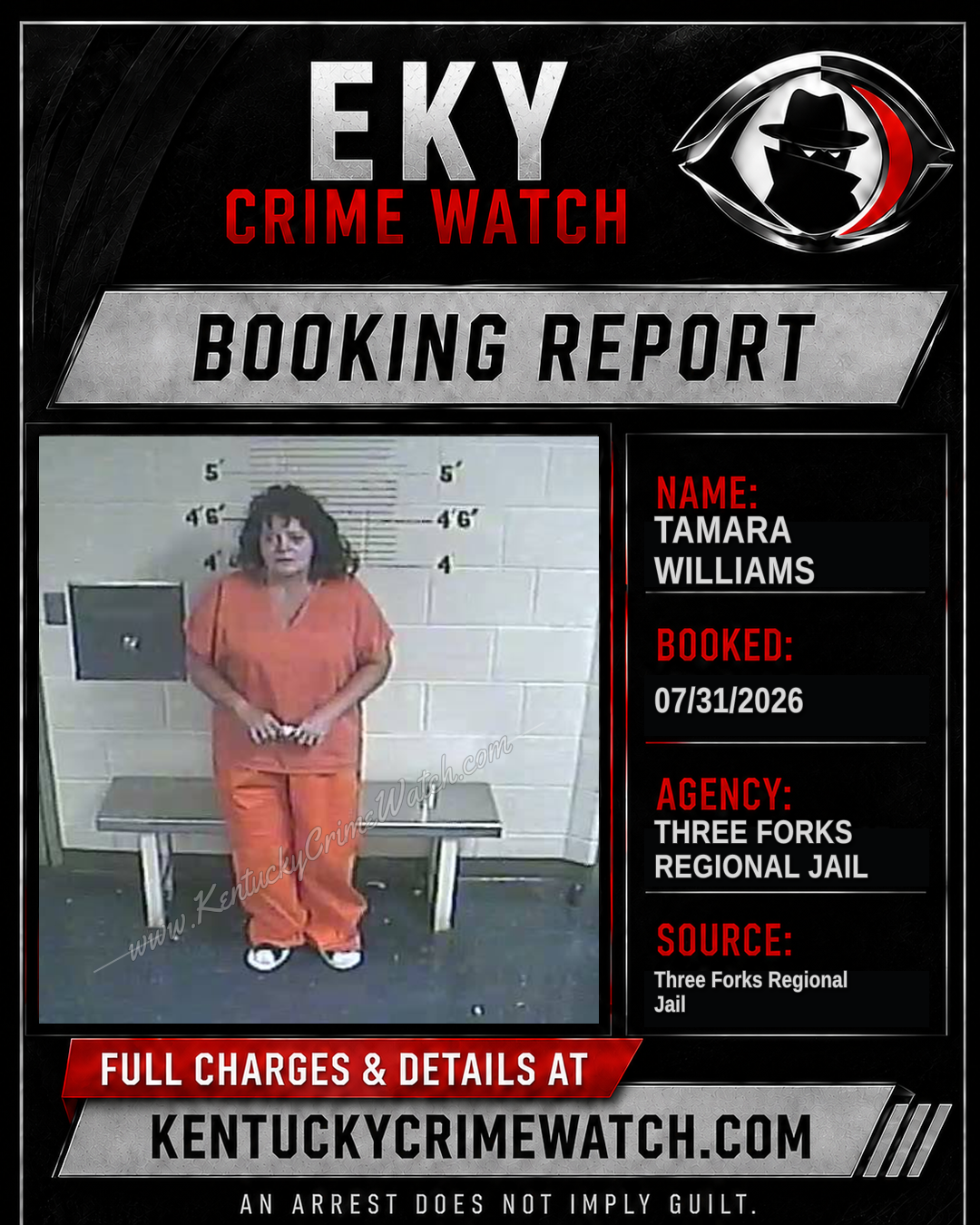 Tamara Williams booking report card