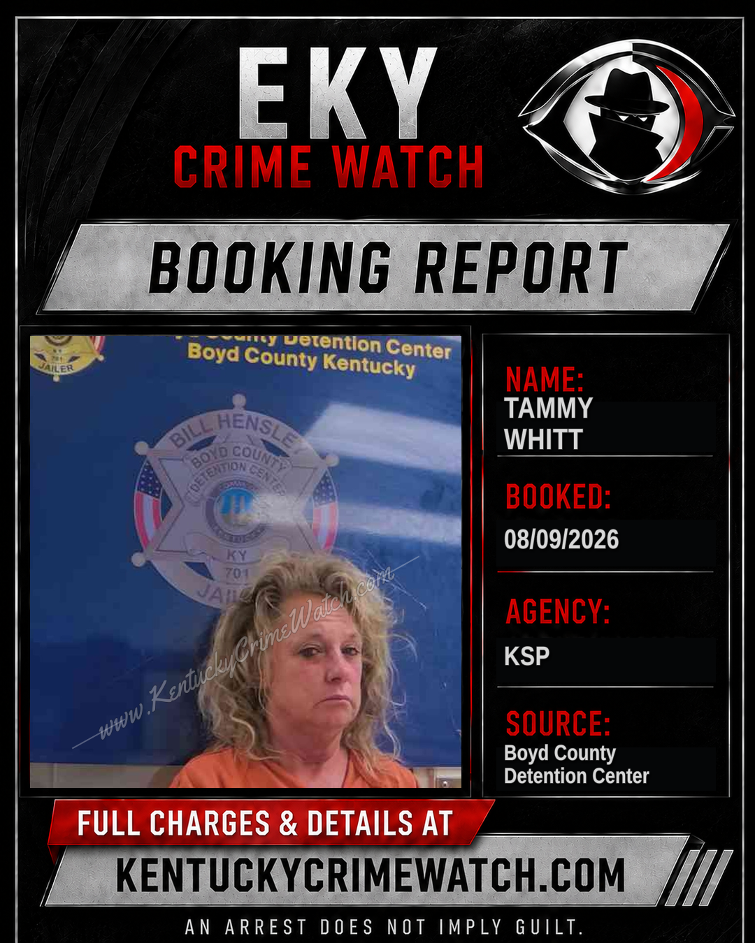 TAMMY WHITT booking report card