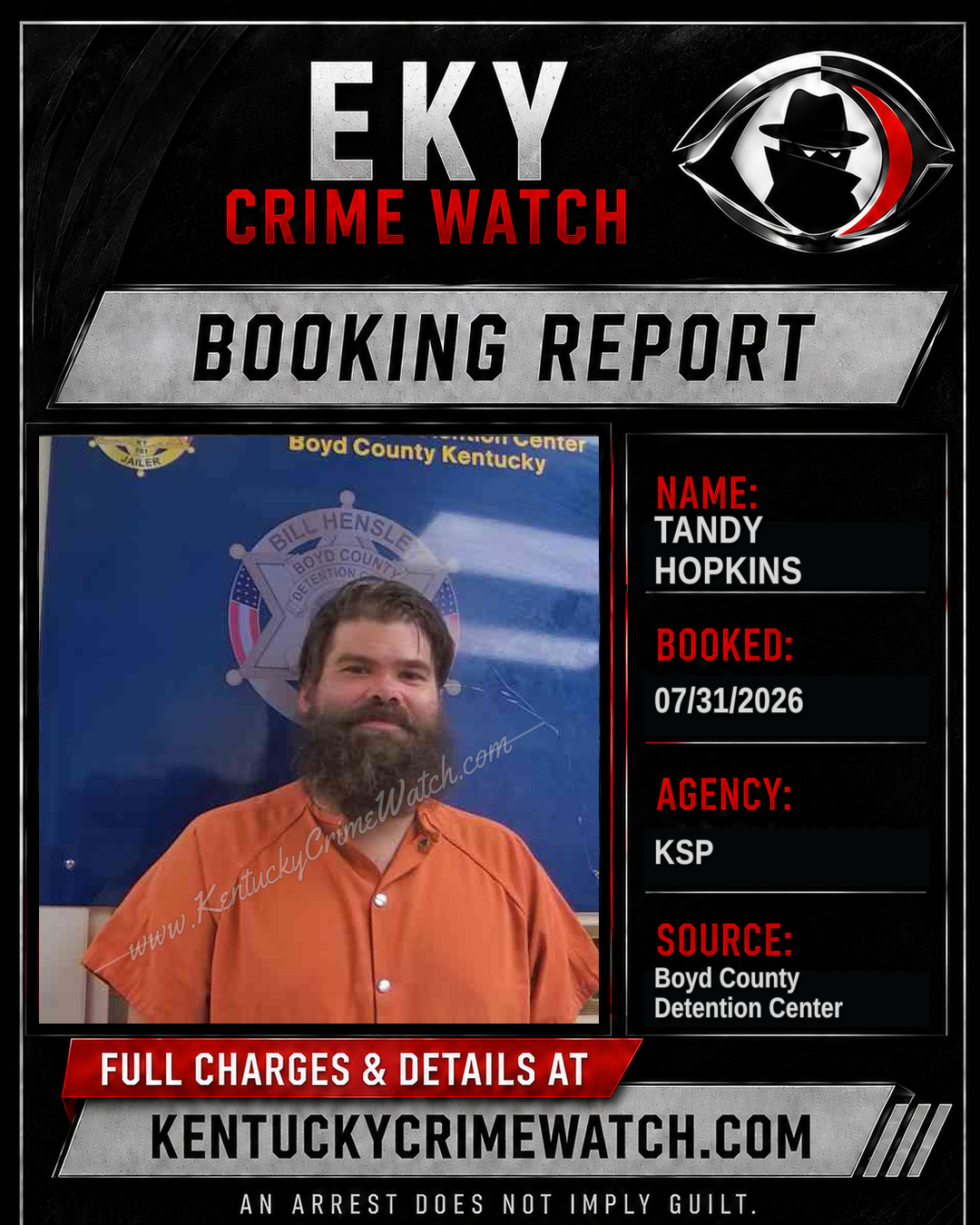 TANDY HOPKINS booking report card