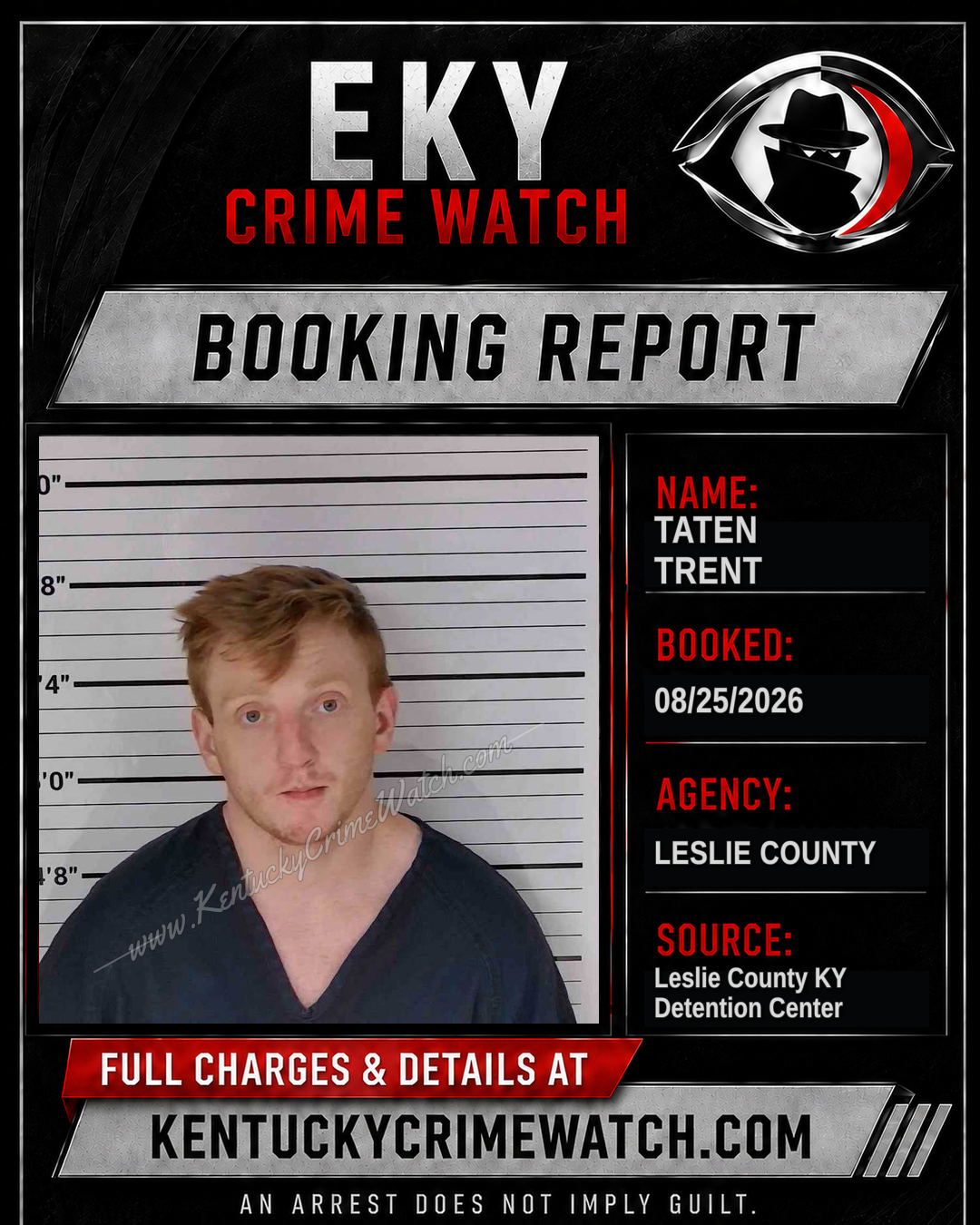 TATEN TRENT booking report card