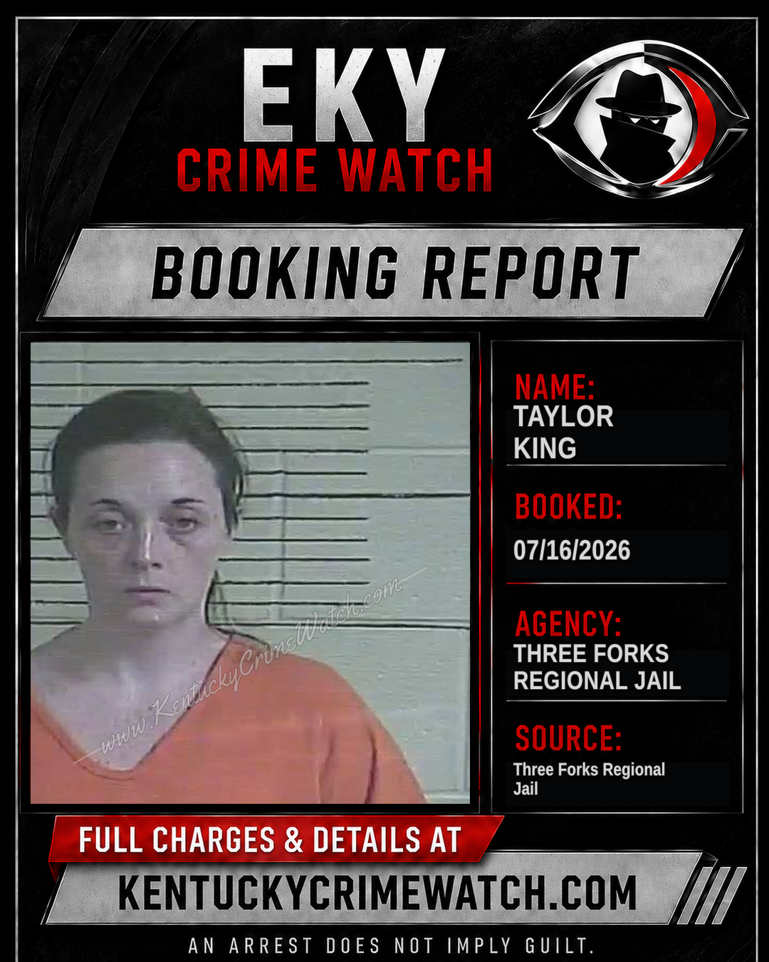 Taylor King booking image