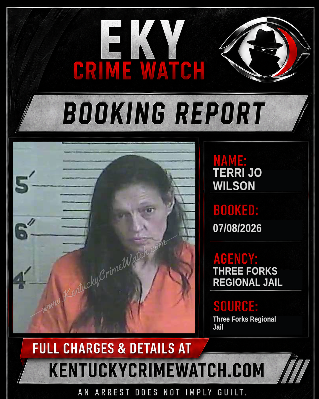 Terri Jo Wilson booking report card
