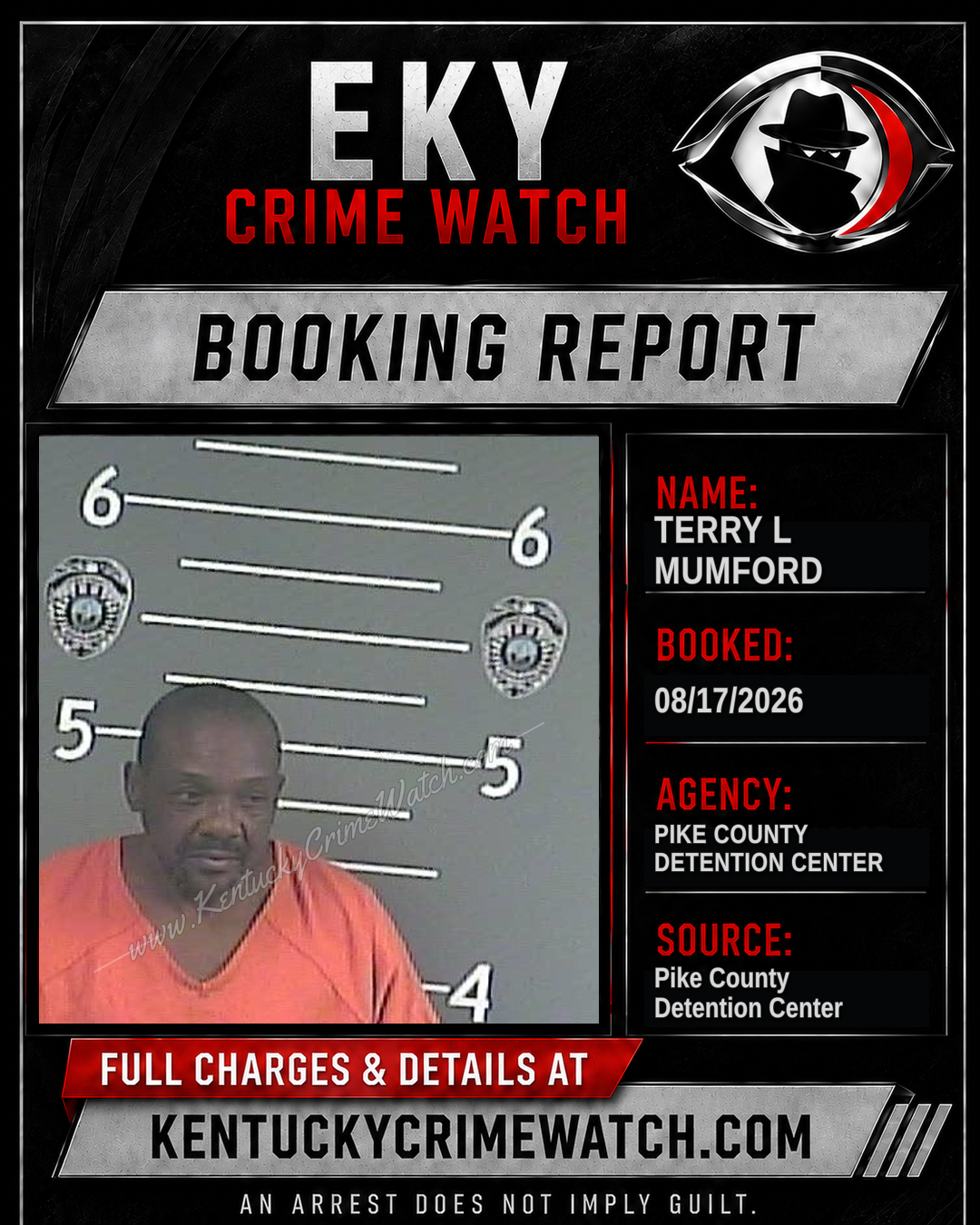 TERRY L MUMFORD booking report card