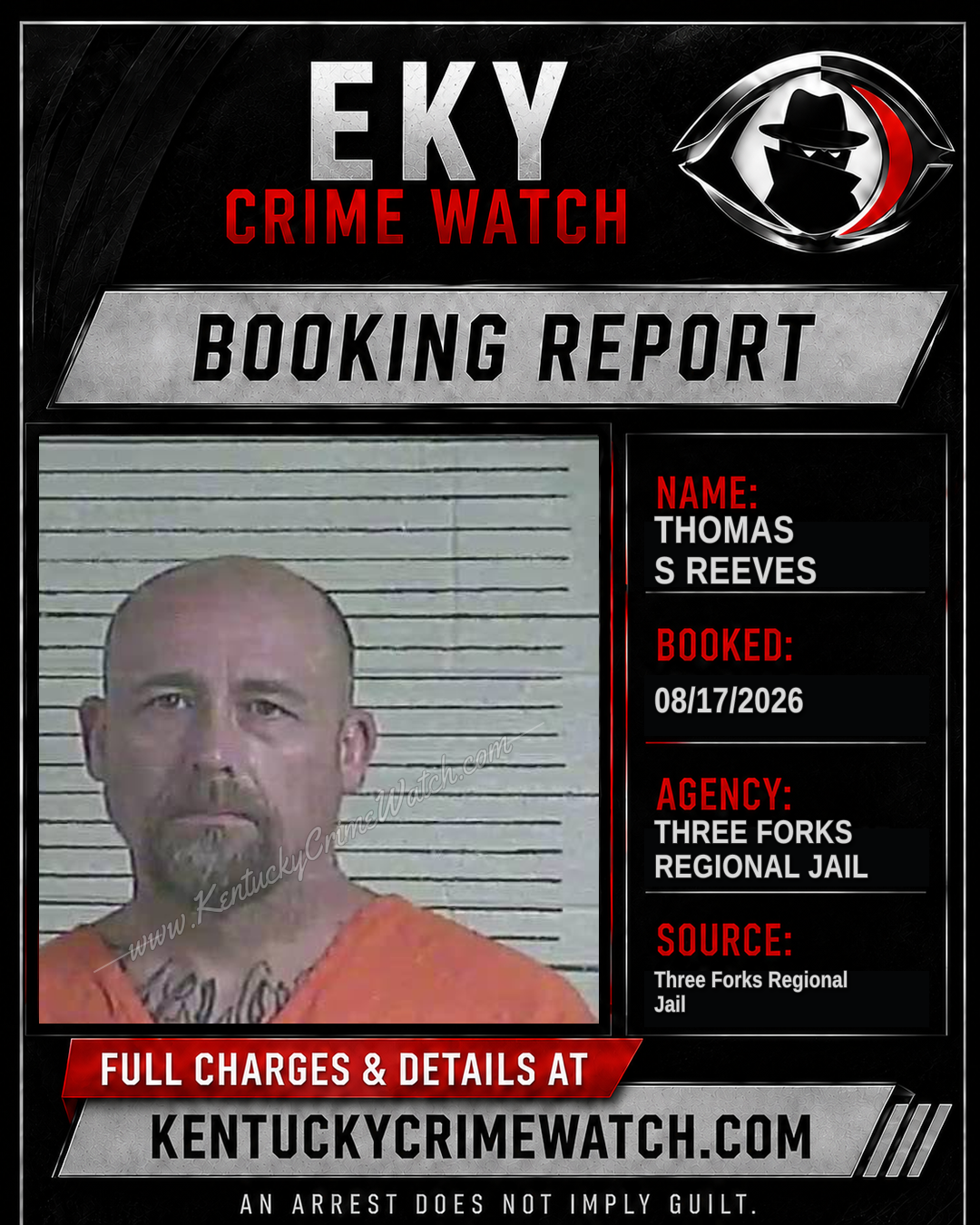 Thomas S Reeves booking report card