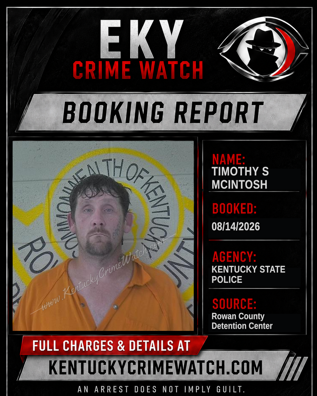 TIMOTHY S MCINTOSH booking report card