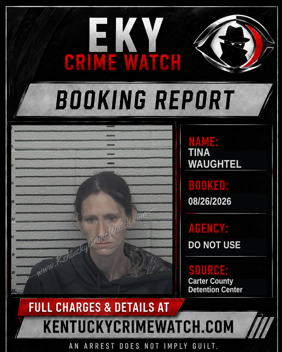 TINA WAUGHTEL booking report card