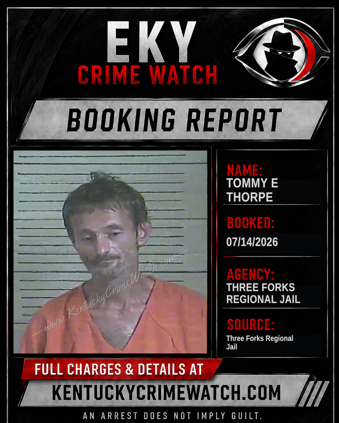Tommy E Thorpe booking report card