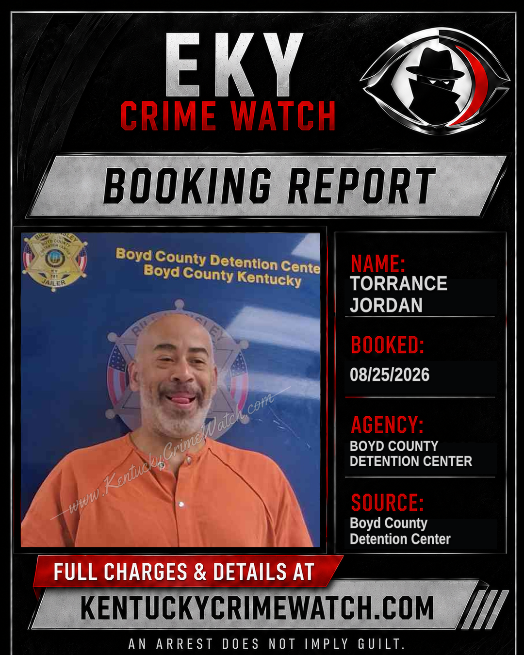TORRANCE JORDAN booking report card