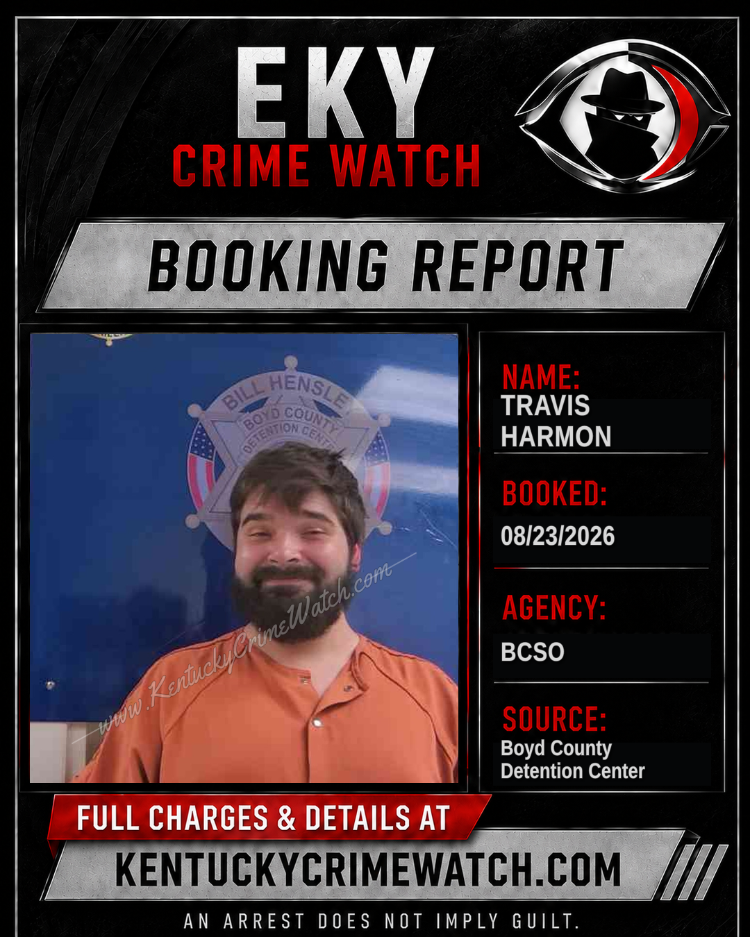 TRAVIS HARMON booking report card