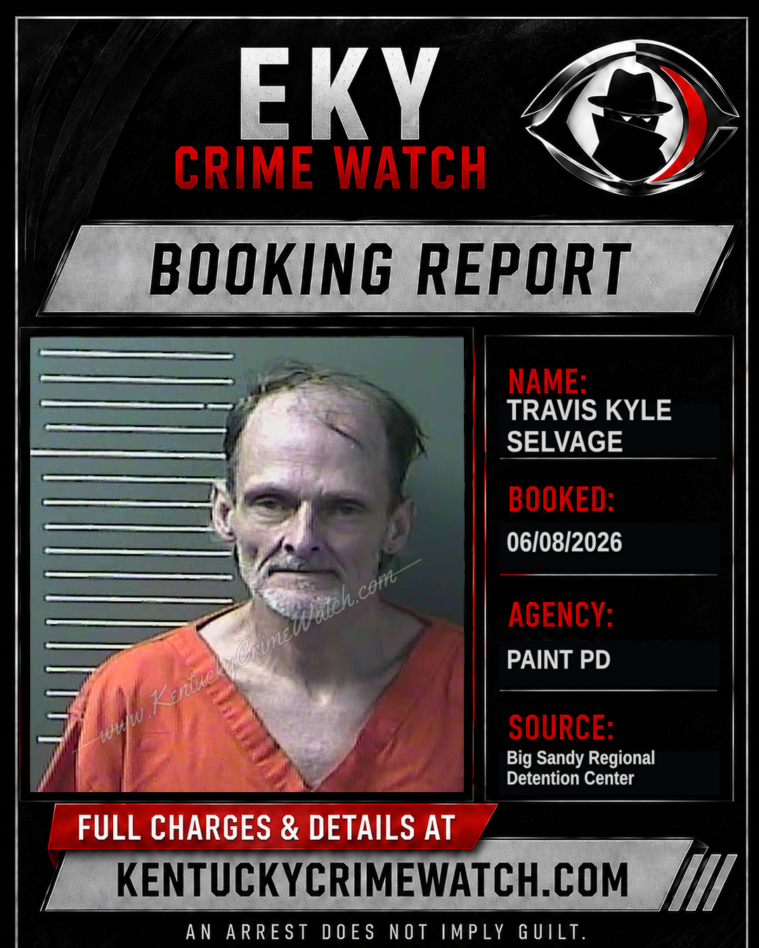 TRAVIS KYLE SELVAGE booking report card