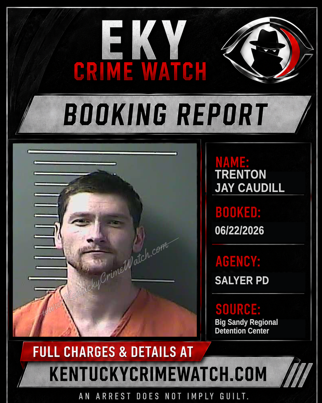 TRENTON JAY CAUDILL booking report card