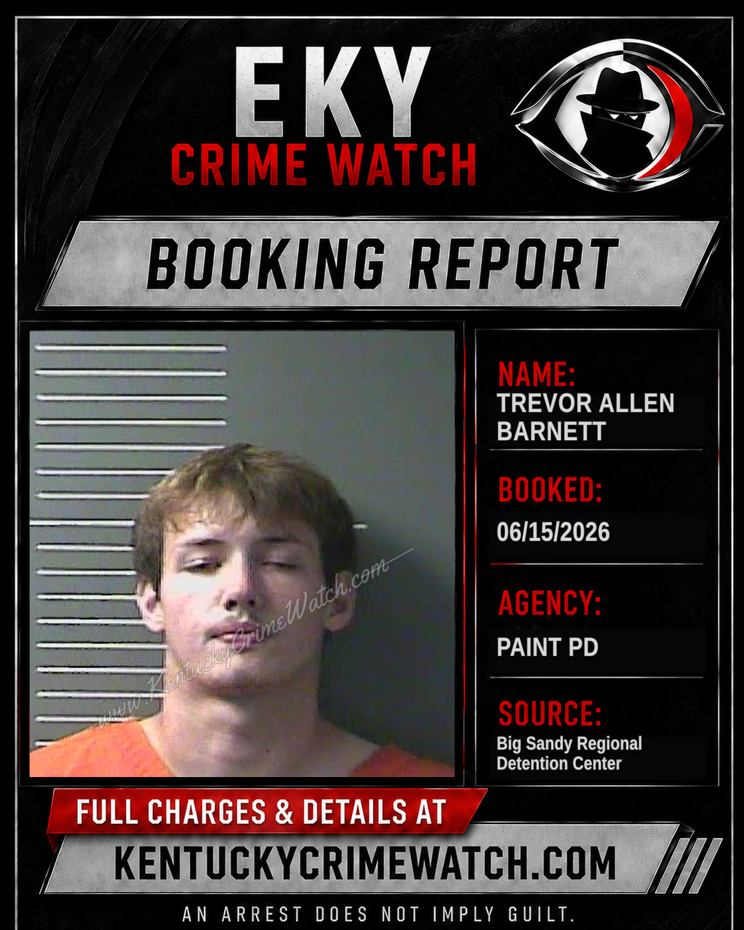 TREVOR ALLEN BARNETT booking report card