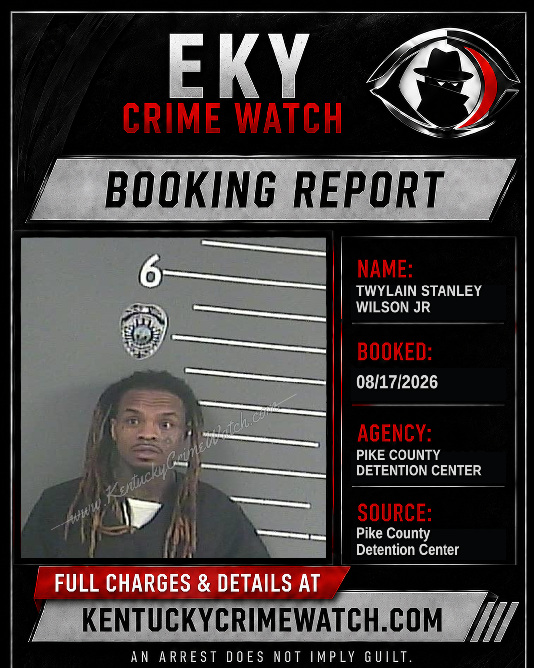 TWYLAIN STANLEY WILSON JR booking report card