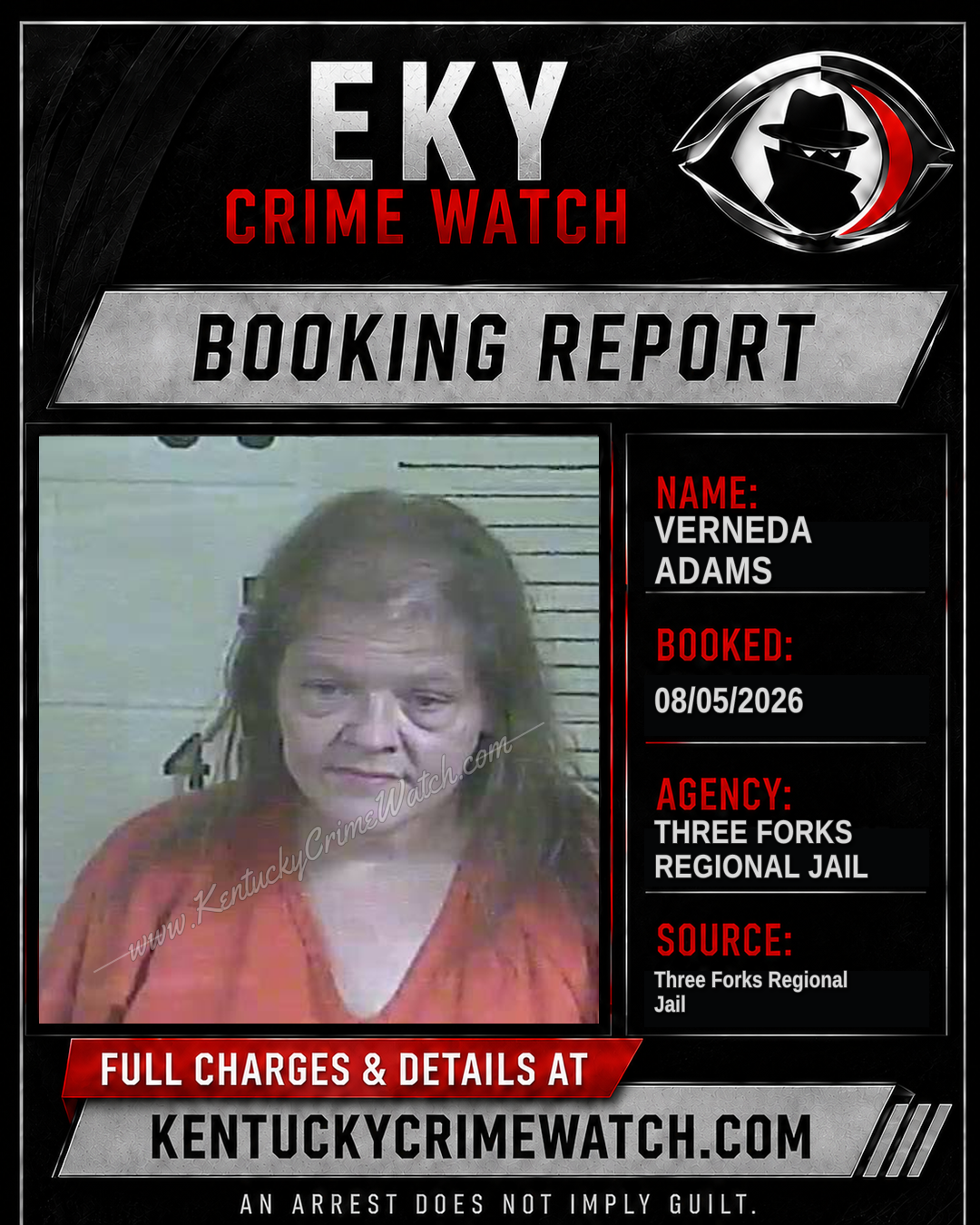 Verneda Adams booking report card