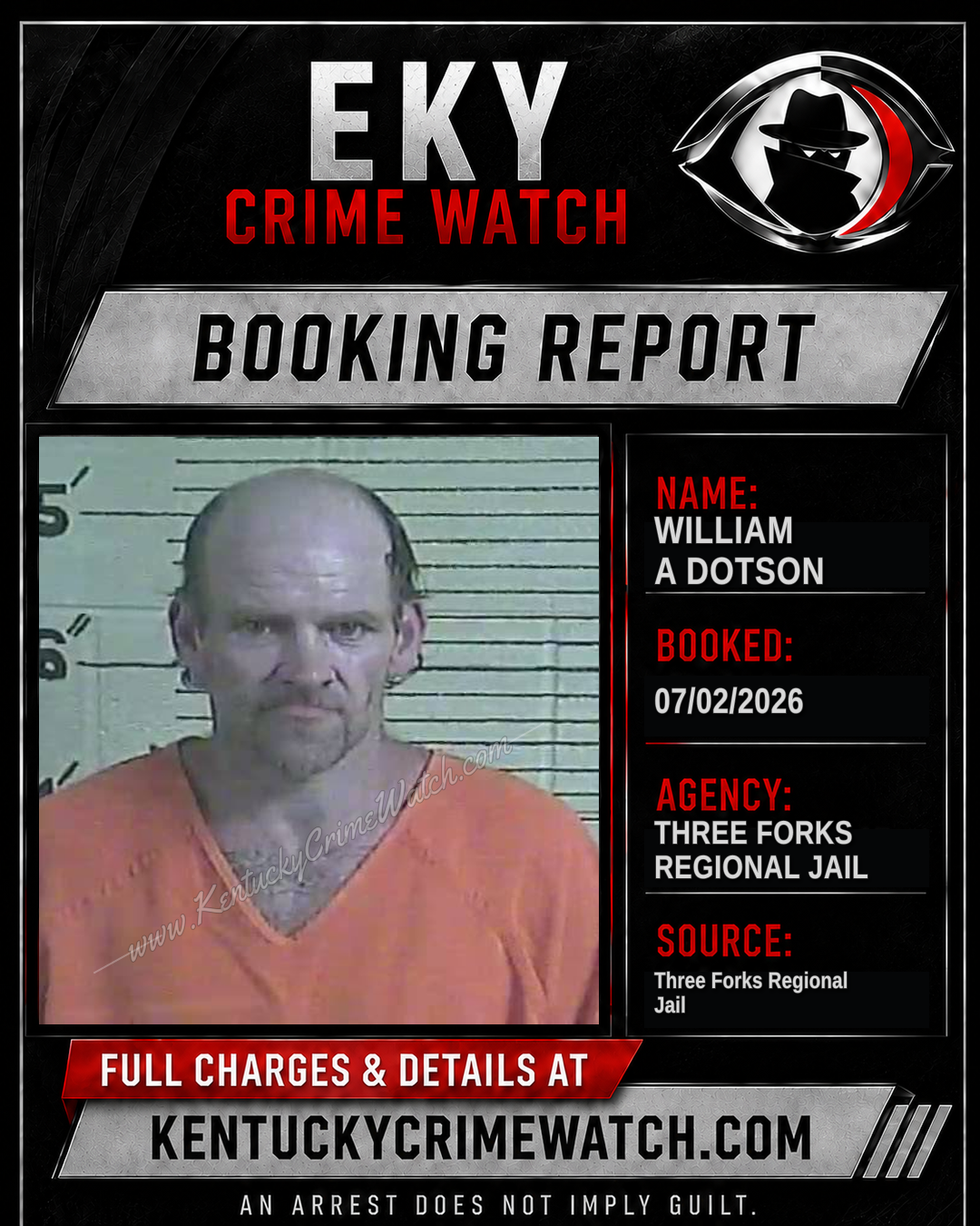 William A Dotson booking report card