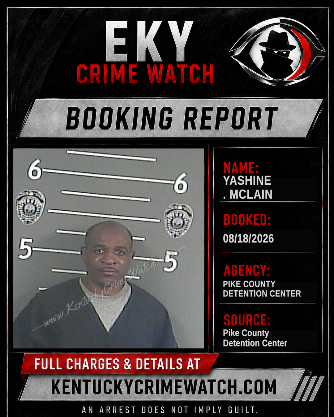 YASHINE . MCLAIN booking report card